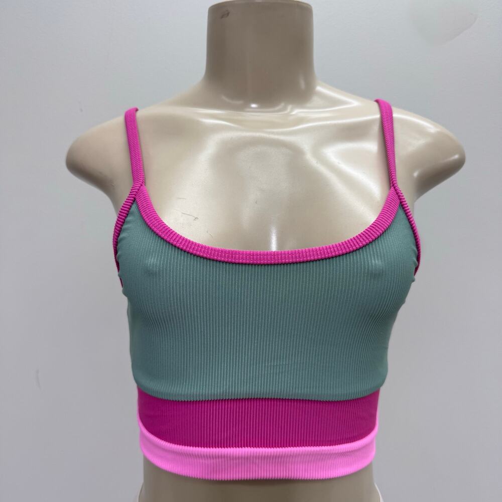 NEW Beach Riot Eva Bikini Top in Sage Bloom Colorblock sz Small Beach Vacation